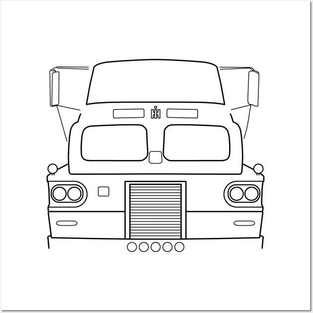 International Harvester Sightliner classic truck black outline graphic Wall Art by soitwouldseem